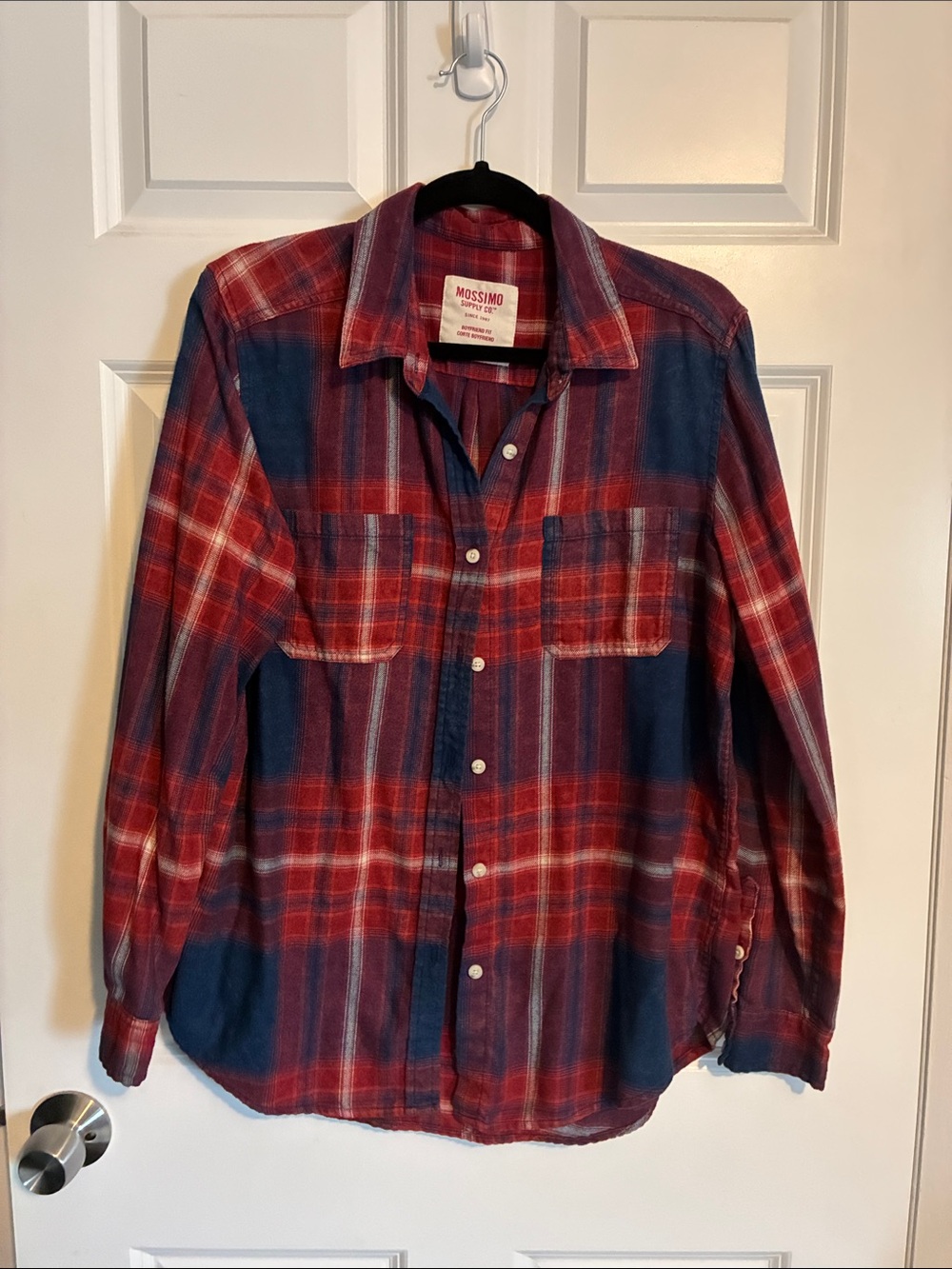 Mossimo Supply Co. Red and Blue Plaid Button-Up Shirt